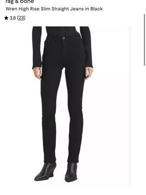 rag & bone Black High-Rise Slim Straight Jeans